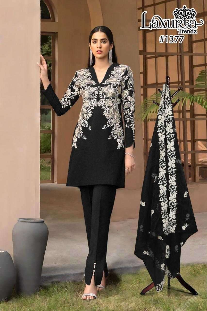 laxuria 1377 Faux Georgette Heavy Embroidery Tunic With Hand Work 
