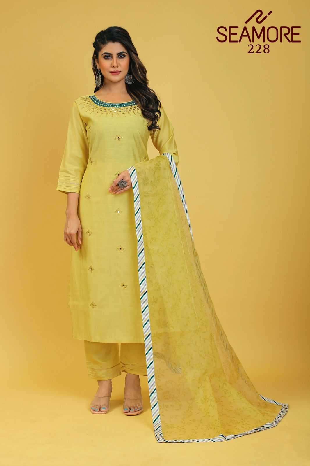 seamore super single 228 Silk With Organza readymade suit 