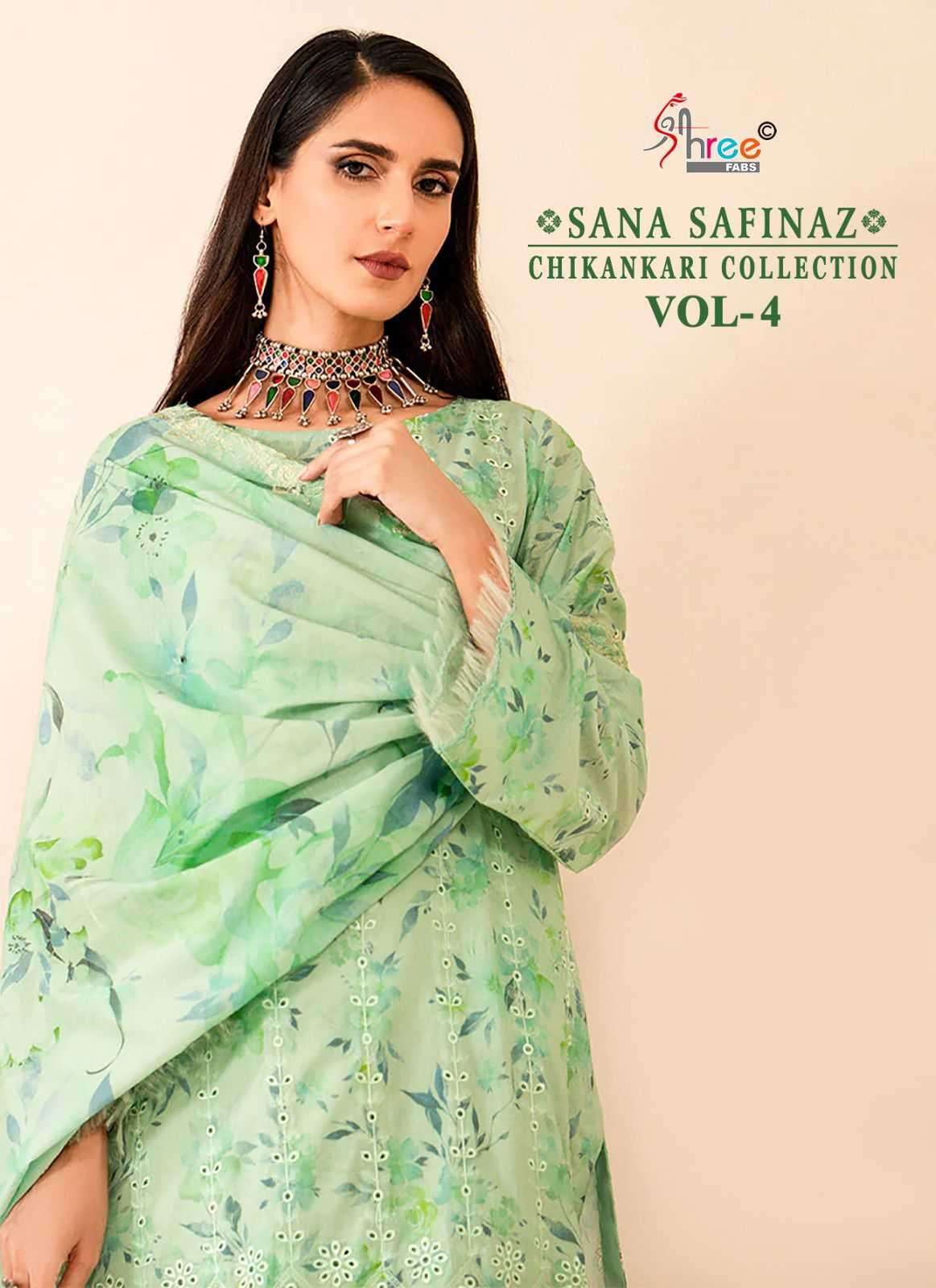 shree fab sana safinaz chikankari collection vol 4 series 3527-3532 pure cotton suit