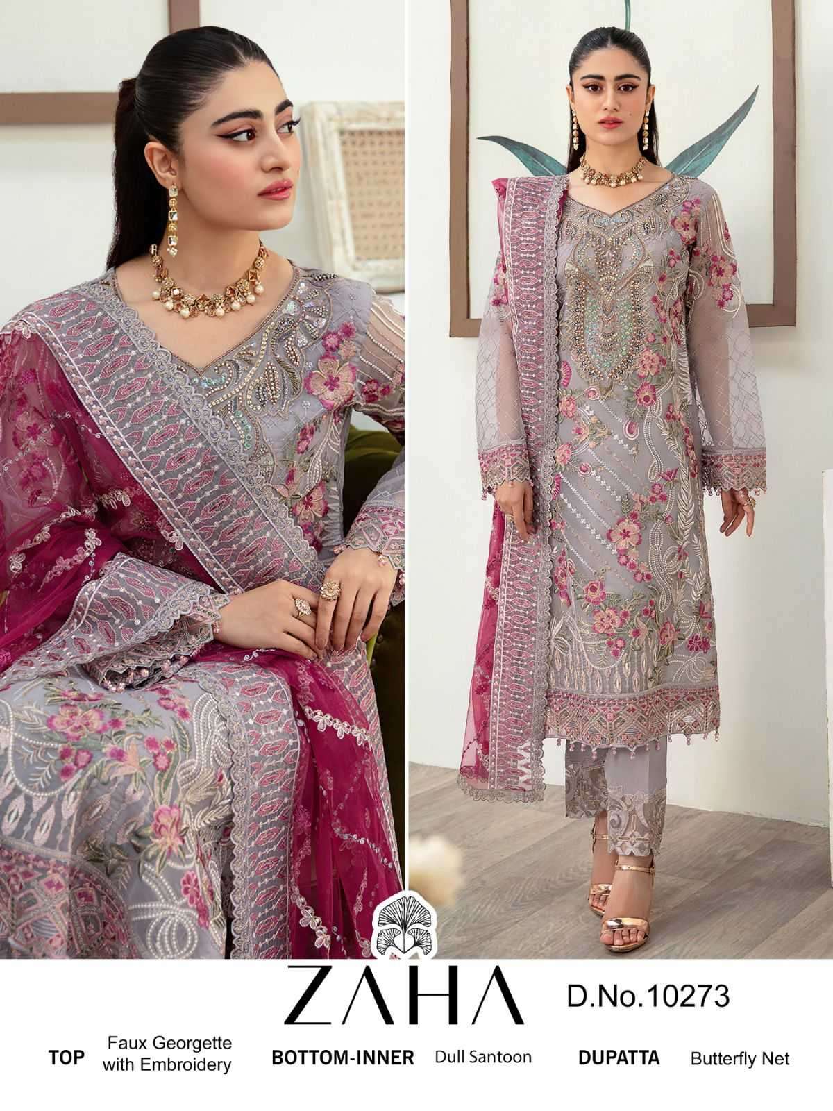 zaha 10273 georgette heavy embroidered suit 