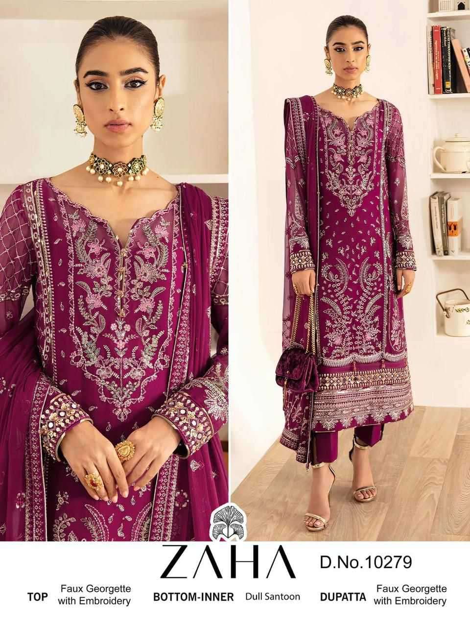 zaha 10279 georgette heavy embroidered suit 