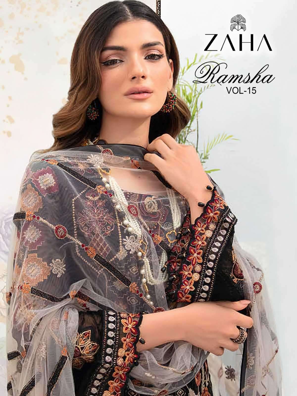 zaha ramsha vol 15 10240-10243 georgette heavy embroidered suit 
