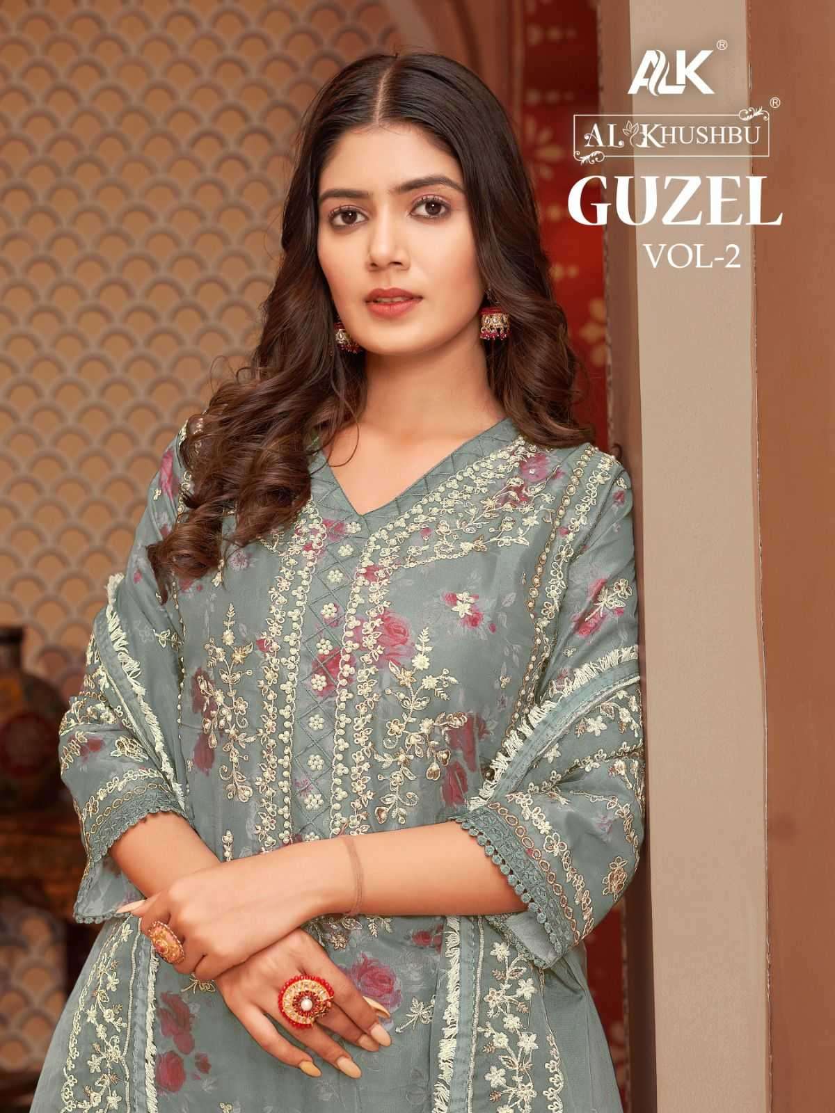 al khushbu guzal vol 2 5037e-5037h organza with heavy embroidered suit