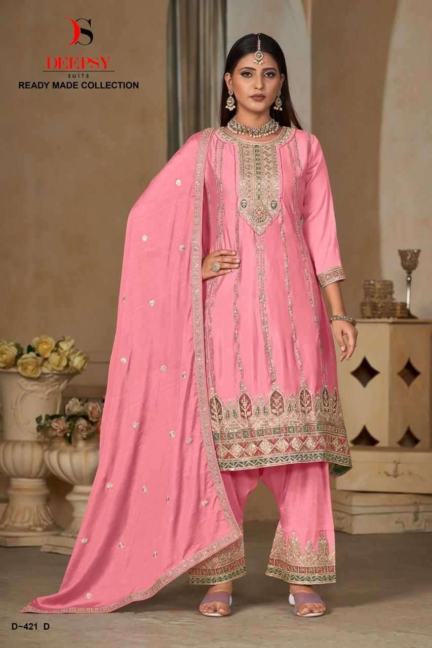 deepsy suit D-421 Pure Chinon with heavy embroidery suit