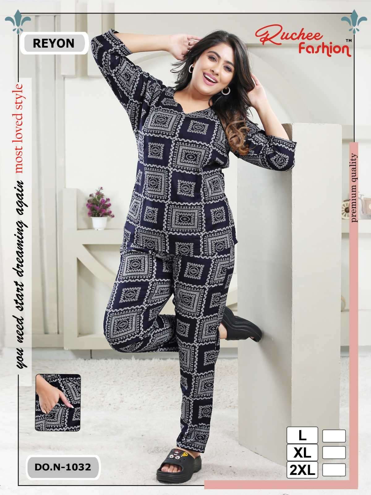 ruchee rayon cord set heavy 1033-1036 comfy wear readymade night suit