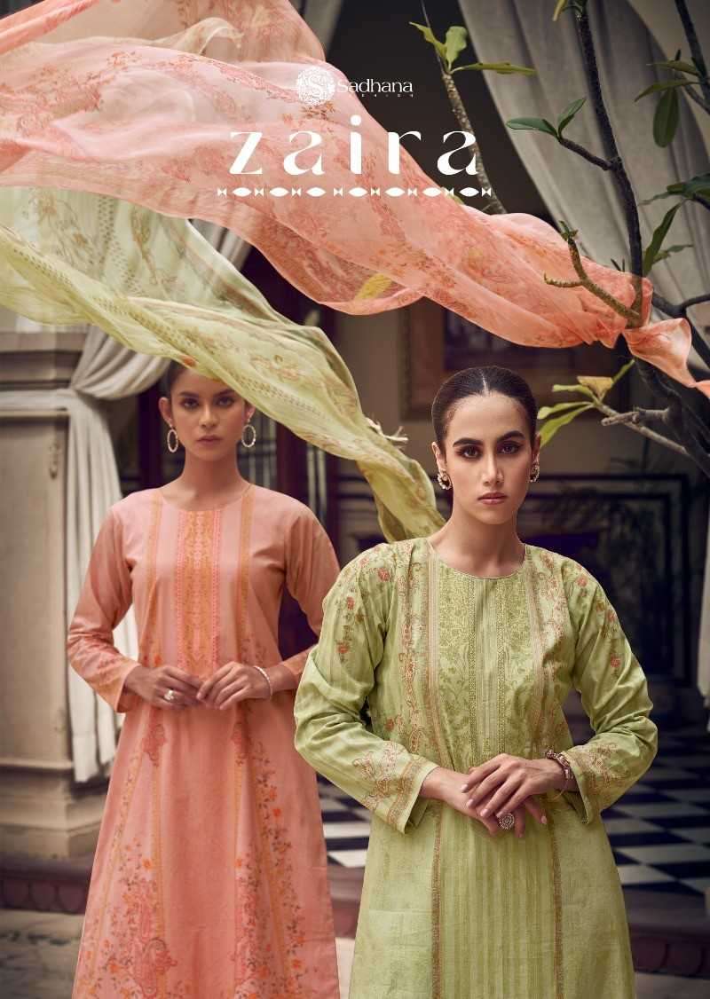 sadhana zaira series 10109-10116 pure lawn cotton suit 