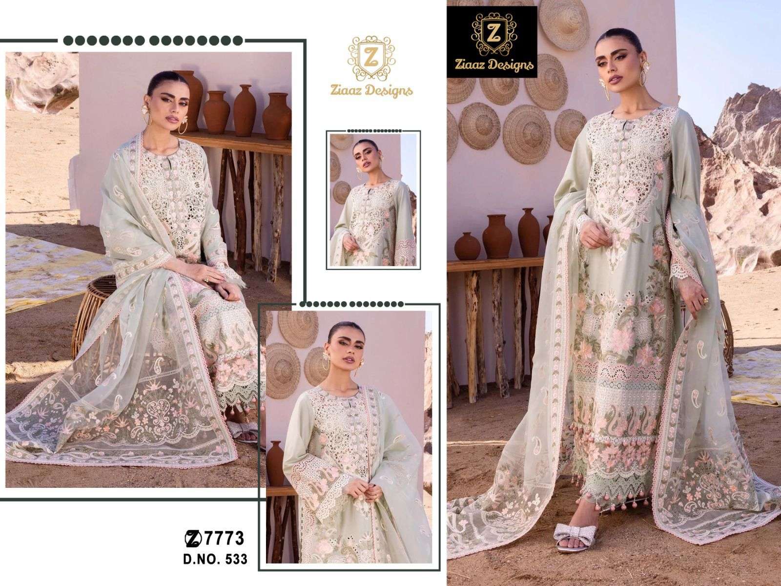 Ziaaz Designs 533 designer Cambric cotton suit