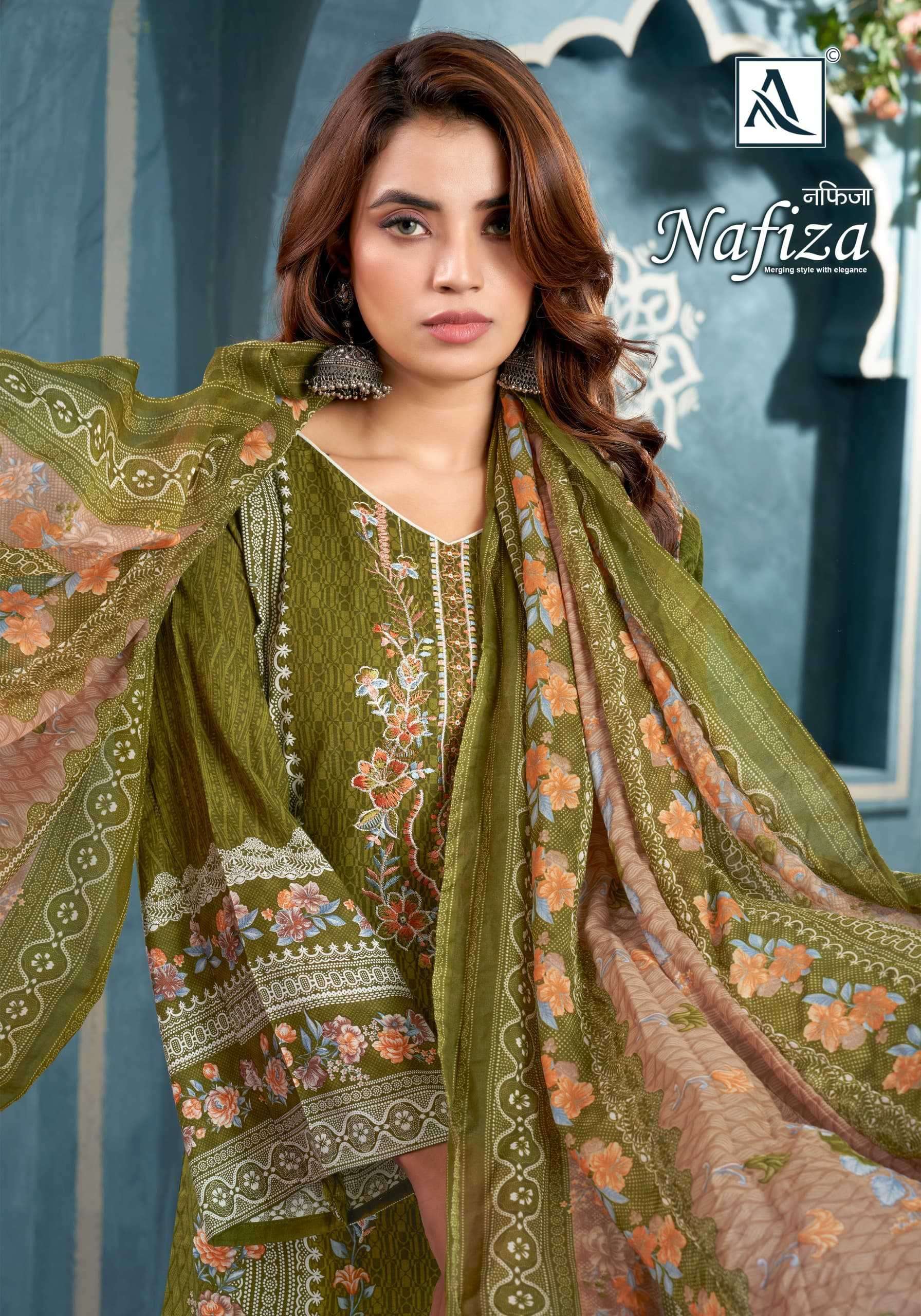 alok suit nafiza series 1532001-1532008 Pure Cambric Cotton suit