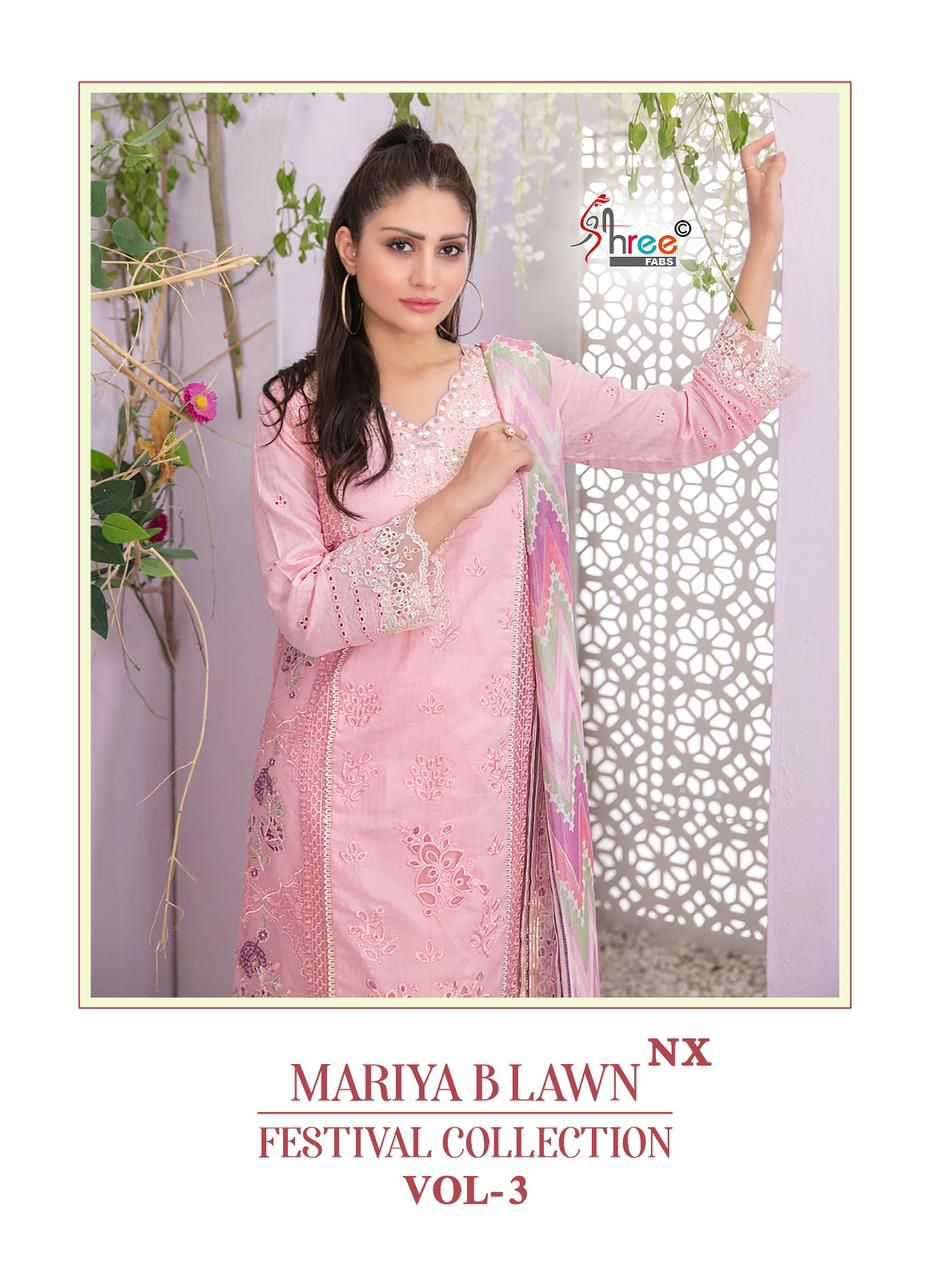shree fab mariya b lawn festival collection vol 3 nx series 3552-3555 pure lawn cotton suit 